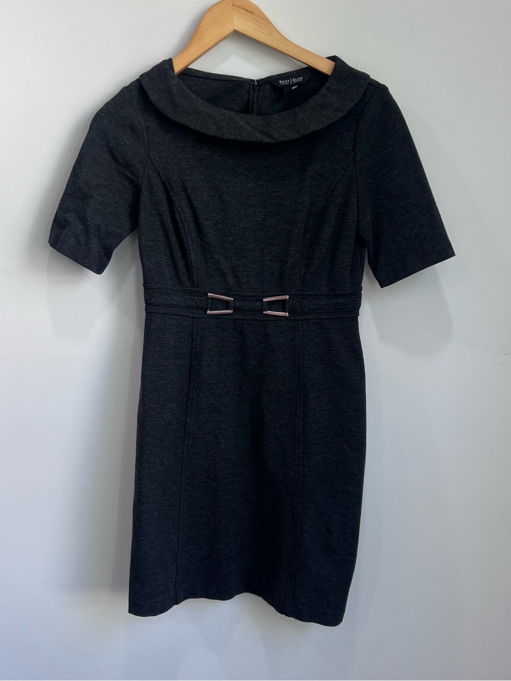 White House Black Market Charcoal Short-Sleeve Sheath Dress